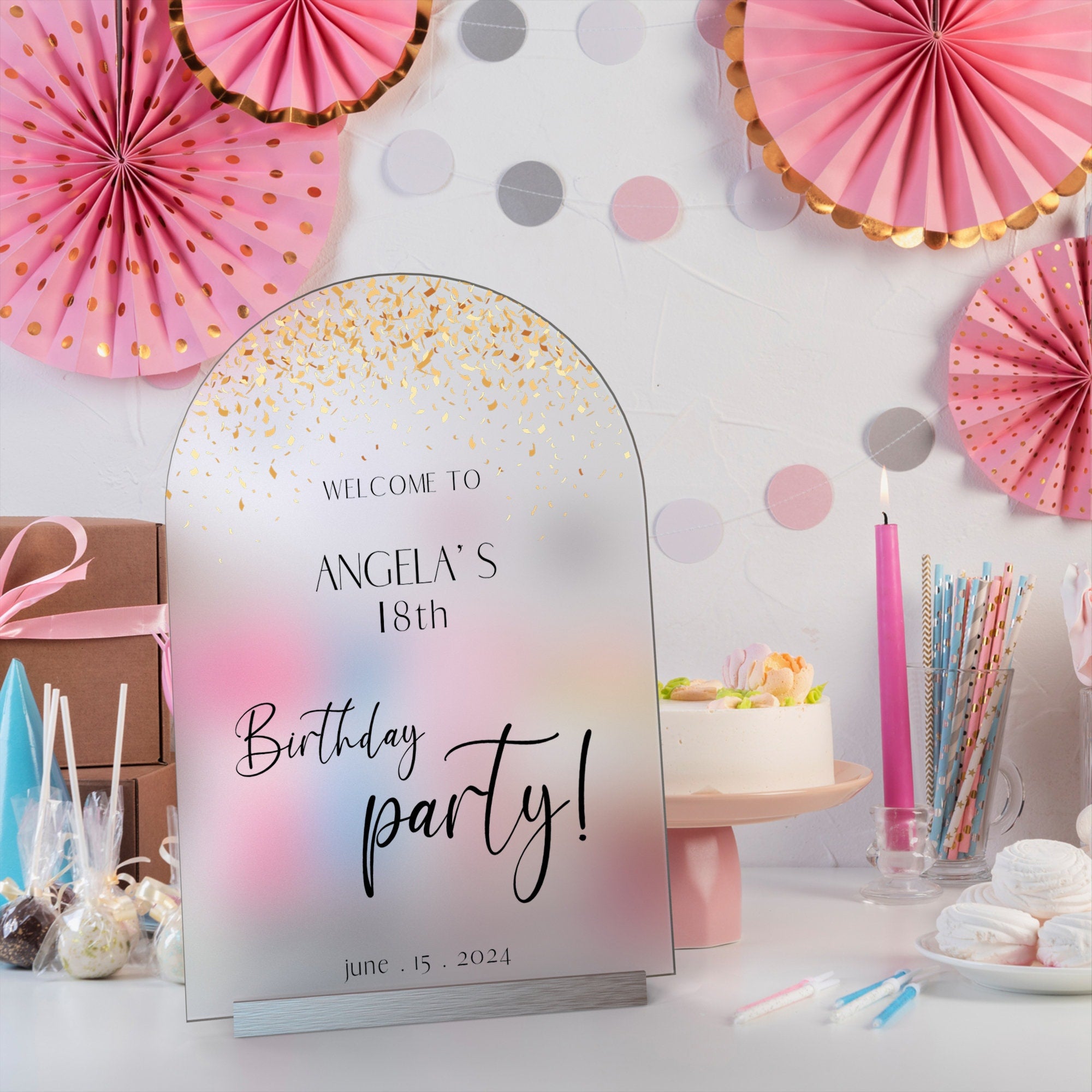 Custom Acrylic Birthday Welcome Sign | Personalized Party Decor